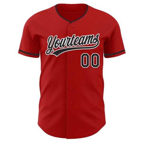 Custom Red Black-White Authentic Baseball Jersey