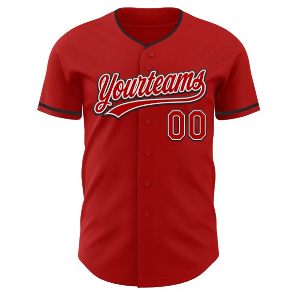 Custom Red White-Black Authentic Baseball Jersey