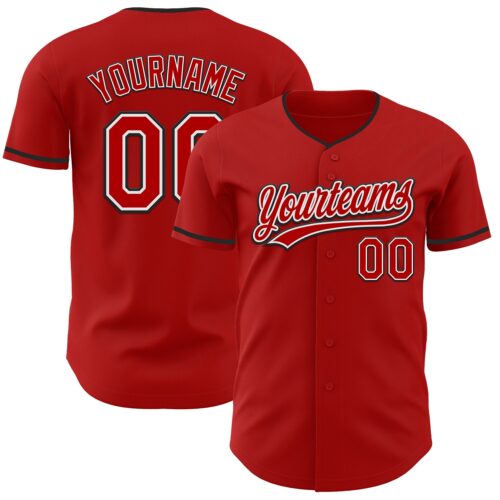 Red0929 Custom Red White-Black Authentic Baseball Jersey