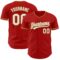 Custom Red White-Old Gold Authentic Baseball Jersey