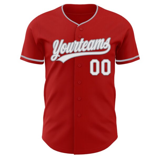 Custom Red White-Gray Authentic Baseball Jersey
