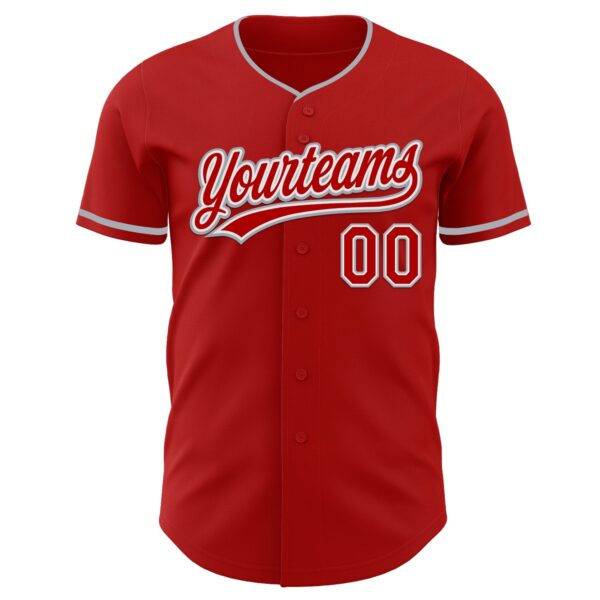 Custom Red White-Gray Authentic Baseball Jersey