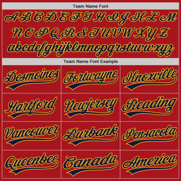 Custom Red Navy-Gold Authentic Baseball Jersey