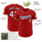 Custom Red White-Navy Authentic Baseball Jersey