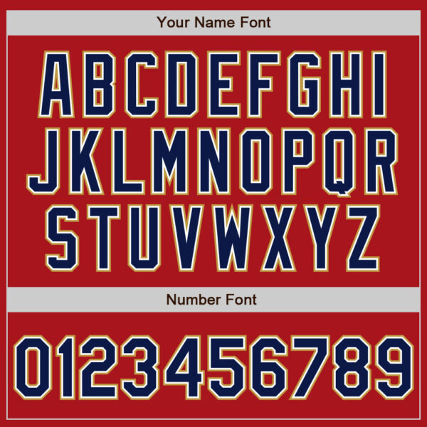 Custom Red Navy White-Old Gold Authentic Baseball Jersey