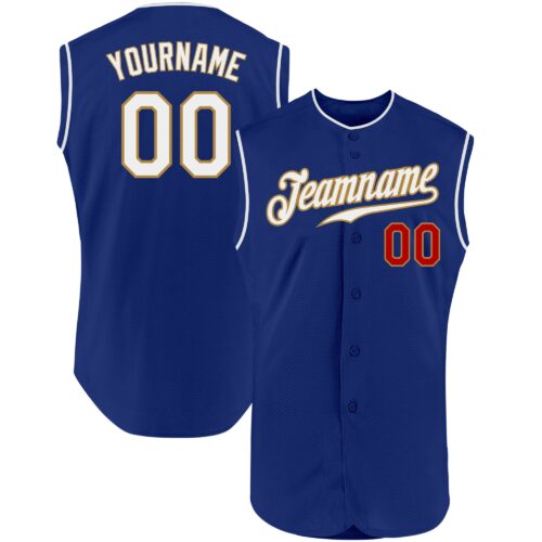 Royal0300 Custom Royal White-Red Authentic Sleeveless Baseball Jersey