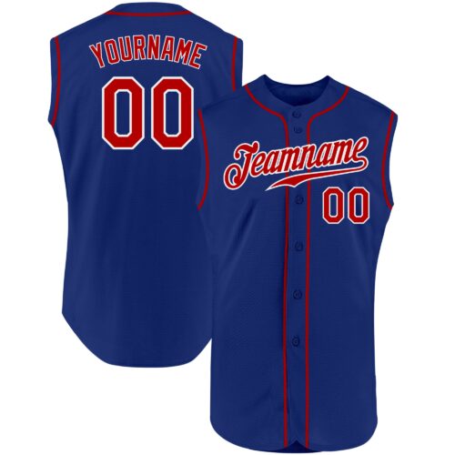 Royal0302 Custom Royal Red-White Authentic Sleeveless Baseball Jersey