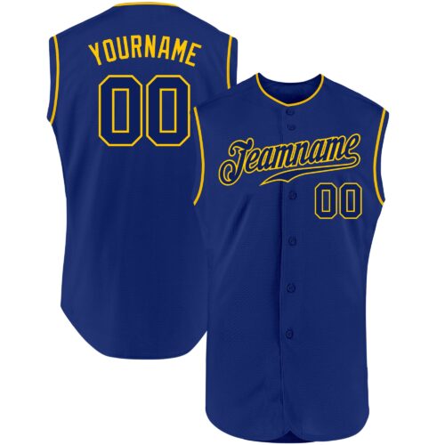 Royal0305 Custom Royal Royal-Gold Authentic Sleeveless Baseball Jersey