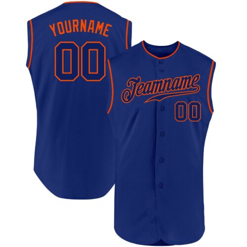 Royal0306 Custom Royal Royal-Orange Authentic Sleeveless Baseball Jersey