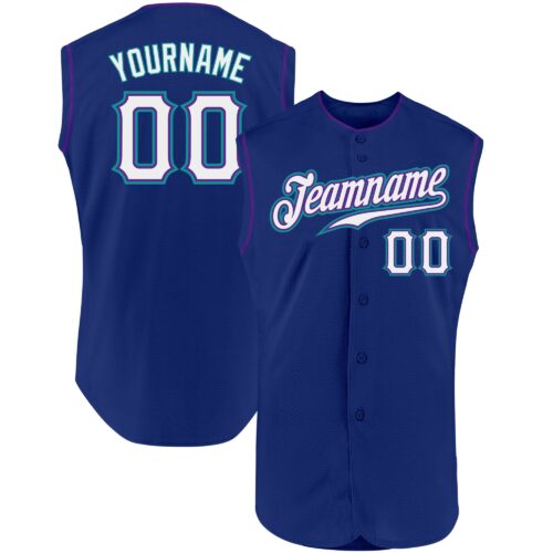 Royal0311 Custom Royal White Purple-Teal Authentic Sleeveless Baseball Jersey