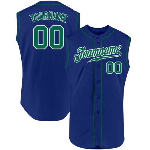 Royal0312 Custom Royal Kelly Green-White Authentic Sleeveless Baseball Jersey