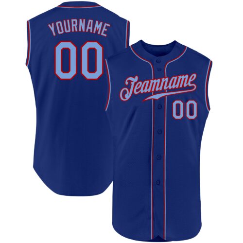 Royal0319 Custom Royal Light Blue-Red Authentic Sleeveless Baseball Jersey