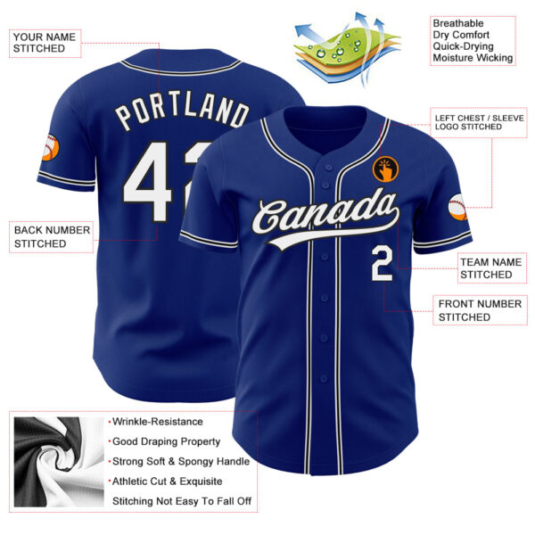 Custom Royal White-Black Authentic Baseball Jersey