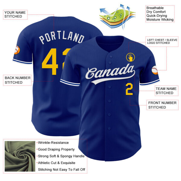 Custom Royal Yellow-White Authentic Baseball Jersey