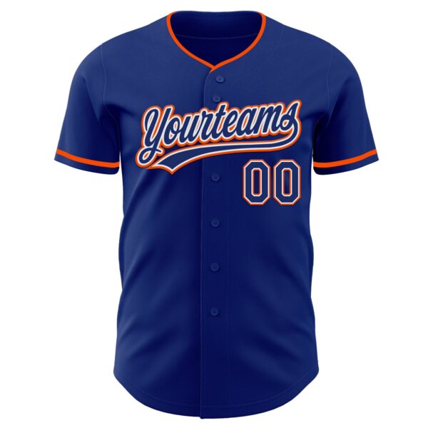 Custom Royal White-Orange Authentic Baseball Jersey