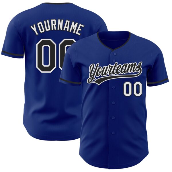 Custom Royal Black-White Authentic Baseball Jersey