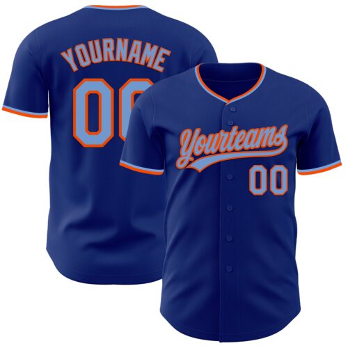 Royal0889_2c9d0701-27fd-4bca-9b81-d0c1bbc82bb2 Custom Royal Powder Blue-Orange Authentic Baseball Jersey