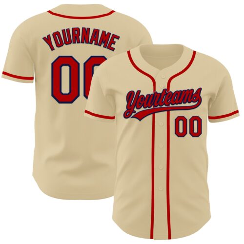 Sand0001 Custom Sand Red-Navy Authentic Baseball Jersey