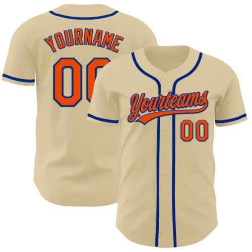 Sand0002 Custom Sand Orange-Royal Authentic Baseball Jersey