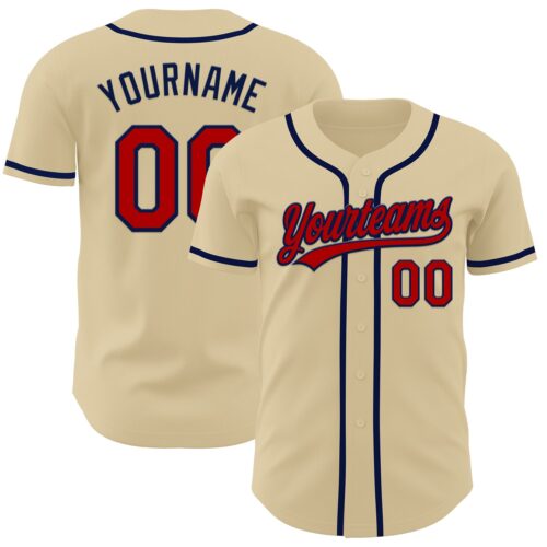 Sand0005 Custom Sand Red-Navy Authentic Baseball Jersey