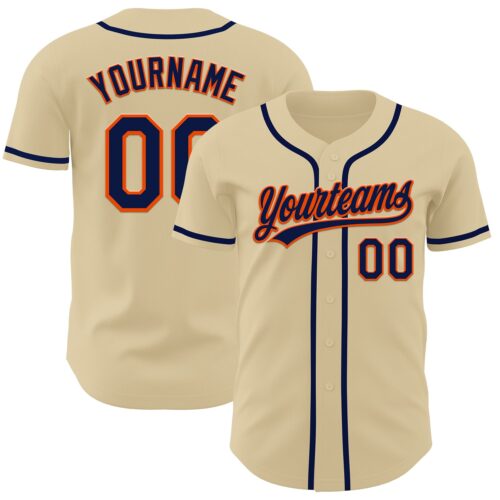 Sand0006 Custom Sand Navy-Orange Authentic Baseball Jersey