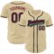 Custom Sand Crimson Black-Aqua Authentic Baseball Jersey