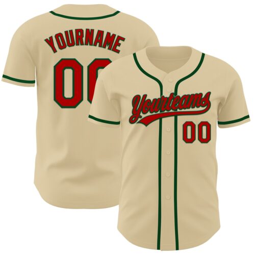 Sand0013 Custom Sand Red-Green Authentic Baseball Jersey