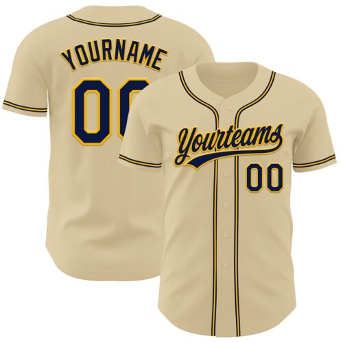 Sand0017 Custom Sand Navy-Gold Authentic Baseball Jersey