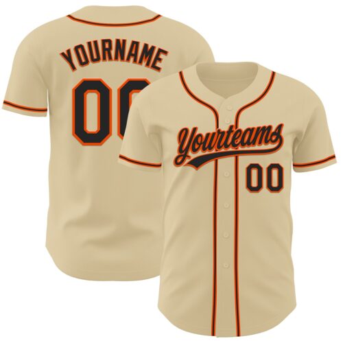 Sand0018 Custom Sand Black-Orange Authentic Baseball Jersey