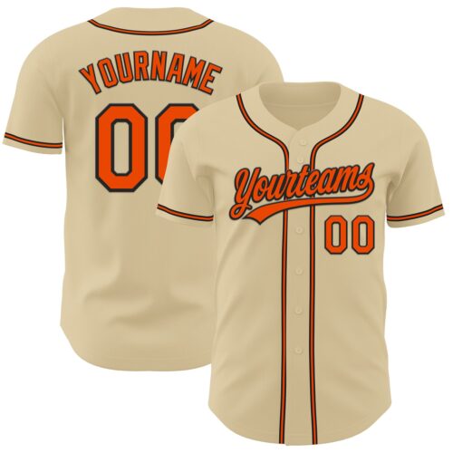 Sand0019 Custom Sand Orange-Black Authentic Baseball Jersey