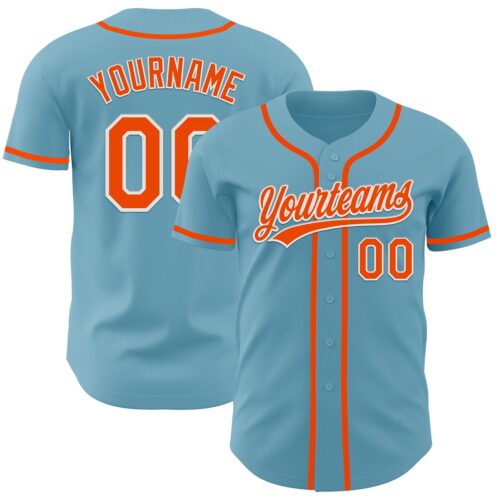 ShadowBlue0003 Custom Shadow Blue Orange-White Authentic Baseball Jersey
