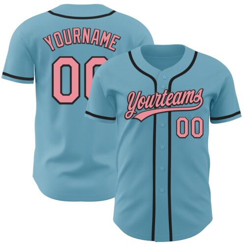 ShadowBlue0006 Custom Shadow Blue Medium Pink-Black Authentic Baseball Jersey