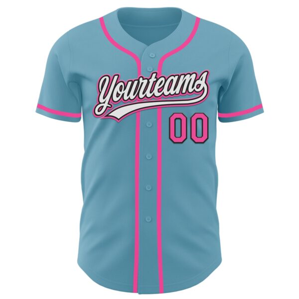 Custom Shadow Blue Pink-Black Authentic Baseball Jersey
