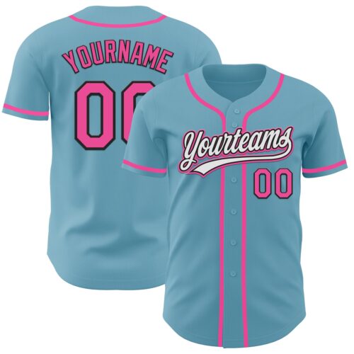 ShadowBlue0007 Custom Shadow Blue Pink-Black Authentic Baseball Jersey