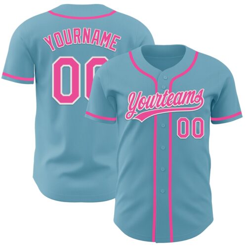 ShadowBlue0008 Custom Shadow Blue Pink-White Authentic Baseball Jersey
