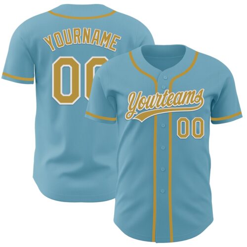 ShadowBlue0010 Custom Shadow Blue Old Gold-White Authentic Baseball Jersey