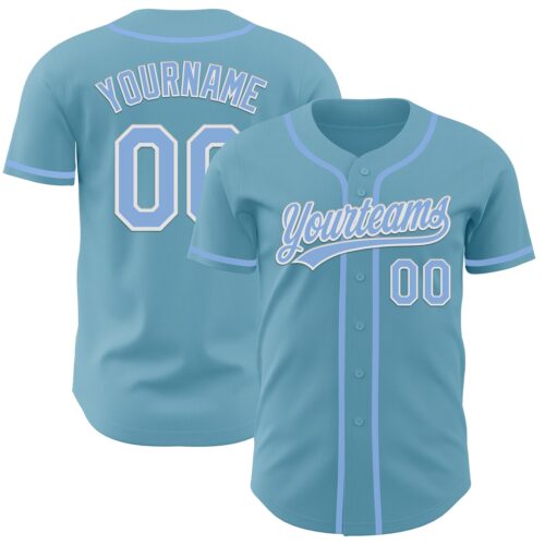 ShadowBlue0015 Custom Shadow Blue Light Blue-White Authentic Baseball Jersey