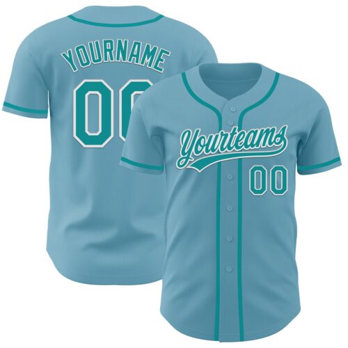 ShadowBlue0017 Custom Shadow Blue Teal-White Authentic Baseball Jersey