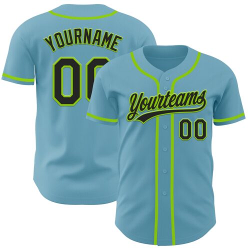 ShadowBlue0018 Custom Shadow Blue Black-Neon Green Authentic Baseball Jersey