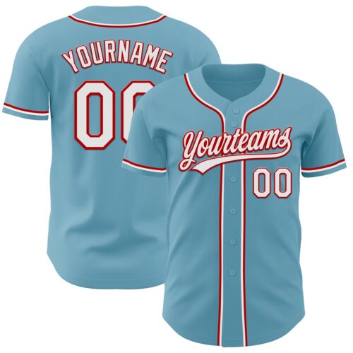 ShadowBlue0019 Custom Shadow Blue White-Red Authentic Baseball Jersey