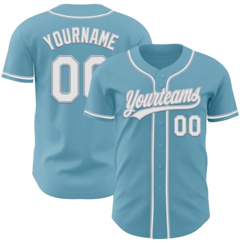 ShadowBlue0022 Custom Shadow Blue White-Gray Authentic Baseball Jersey