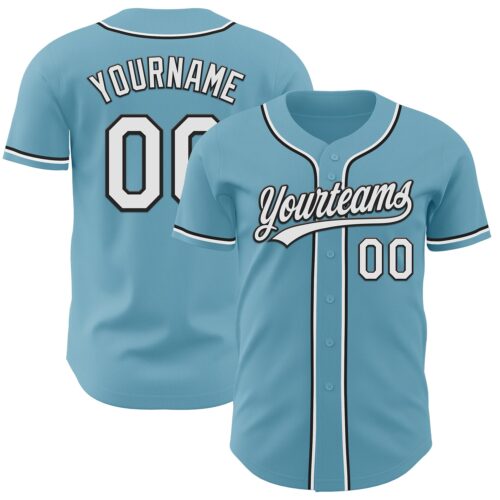 ShadowBlue0023 Custom Shadow Blue White-Black Authentic Baseball Jersey