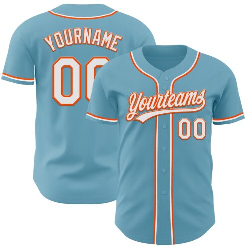 ShadowBlue0024 Custom Shadow Blue White-Orange Authentic Baseball Jersey