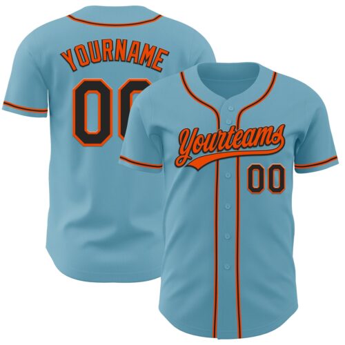 ShadowBlue0025 Custom Shadow Blue Black-Orange Authentic Baseball Jersey