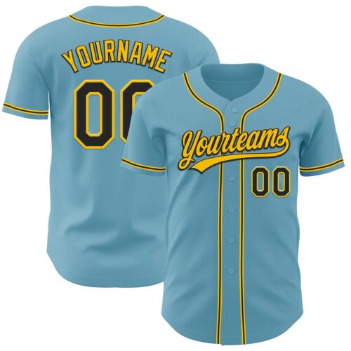 ShadowBlue0026 Custom Shadow Blue Black-Yellow Authentic Baseball Jersey