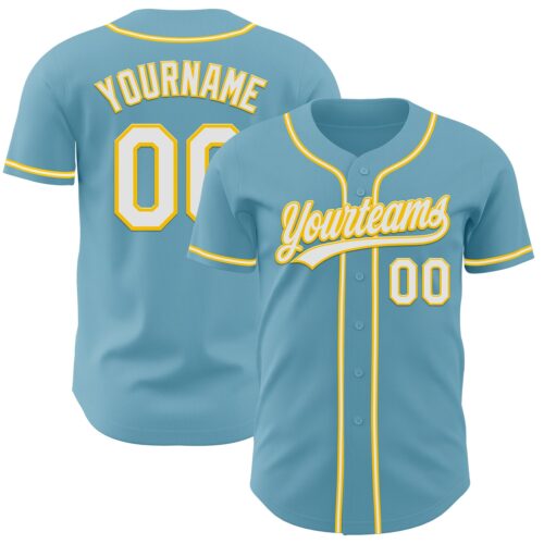 ShadowBlue0027 Custom Shadow Blue White-Yellow Authentic Baseball Jersey