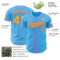 Custom Sky Blue Yellow-Pink Authentic Baseball Jersey