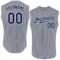 Custom Gray Navy Pinstripe White Authentic Sleeveless Baseball Jersey