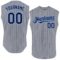 Custom Gray Navy Pinstripe Light Blue Authentic Sleeveless Baseball Jersey