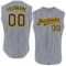 Custom Gray Black Pinstripe Gold Authentic Sleeveless Baseball Jersey